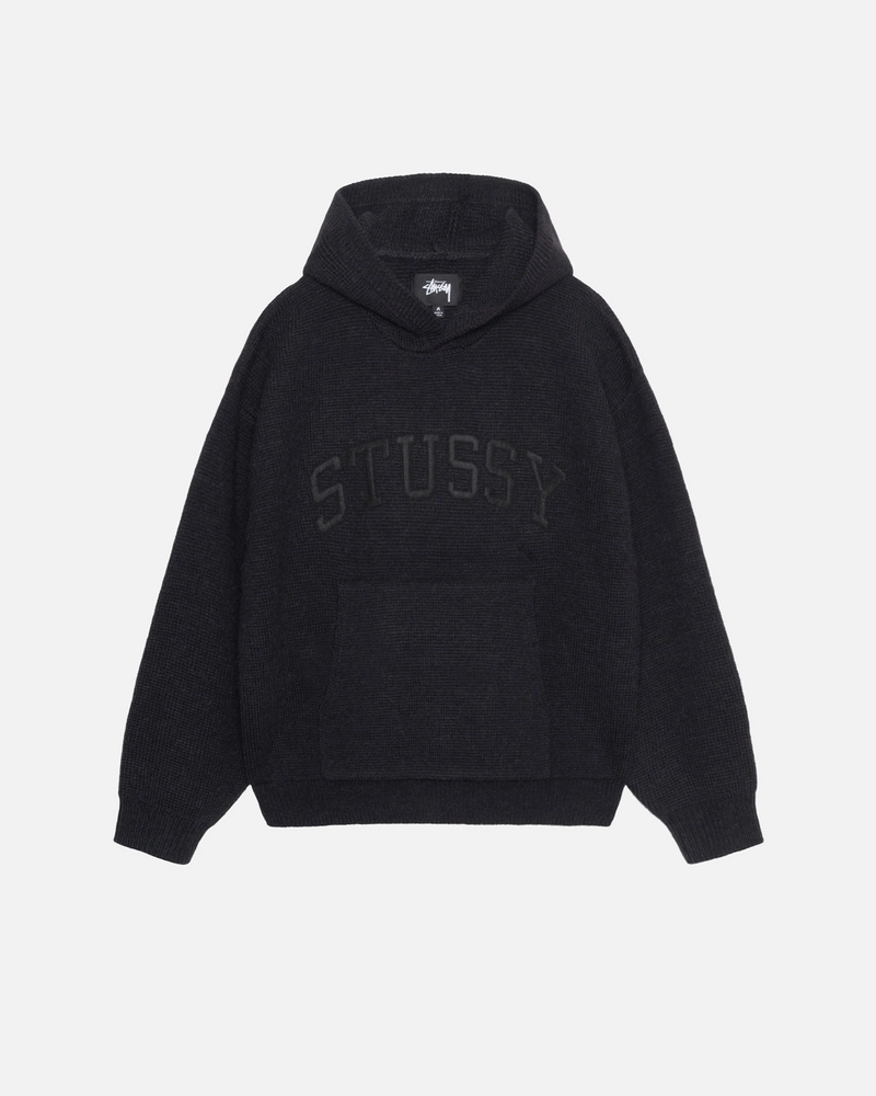 FELT PATCH KNIT HOODIE