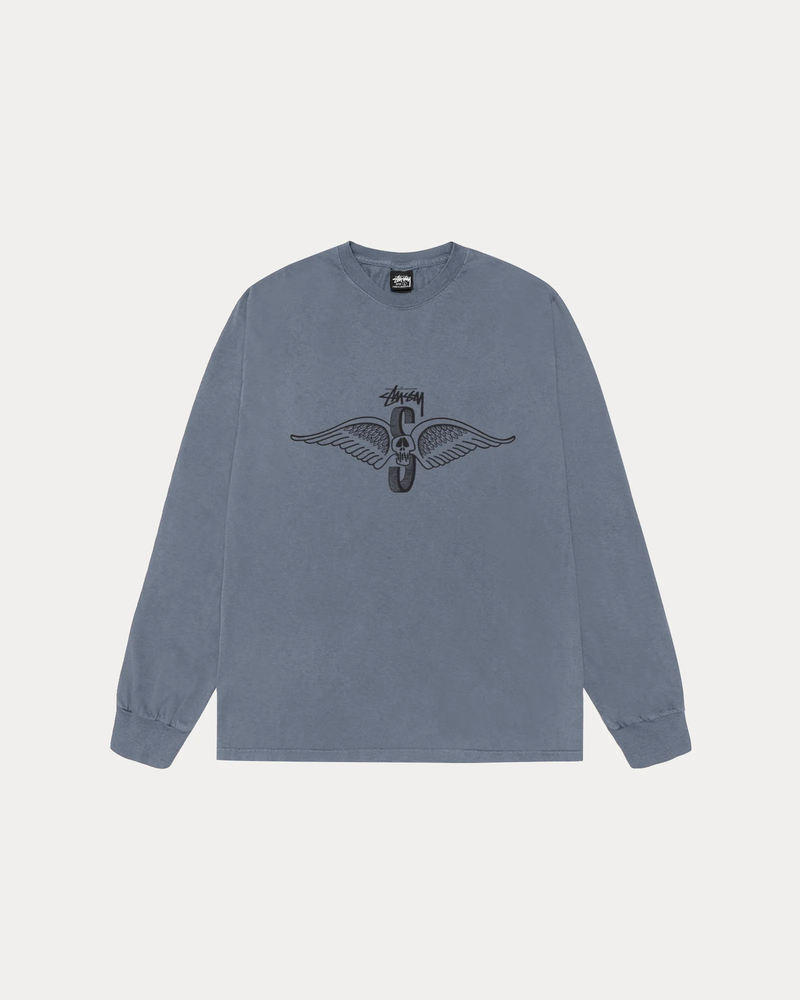 SKULL WINGS LS TEE PIGMENT DYED